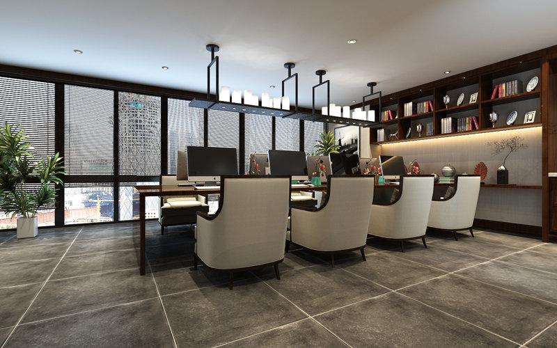 新中式<a href=http://www.tw1o.cn/tags-457.html target=_blank class=infotextkey>办公室装饰设计</a>效果图